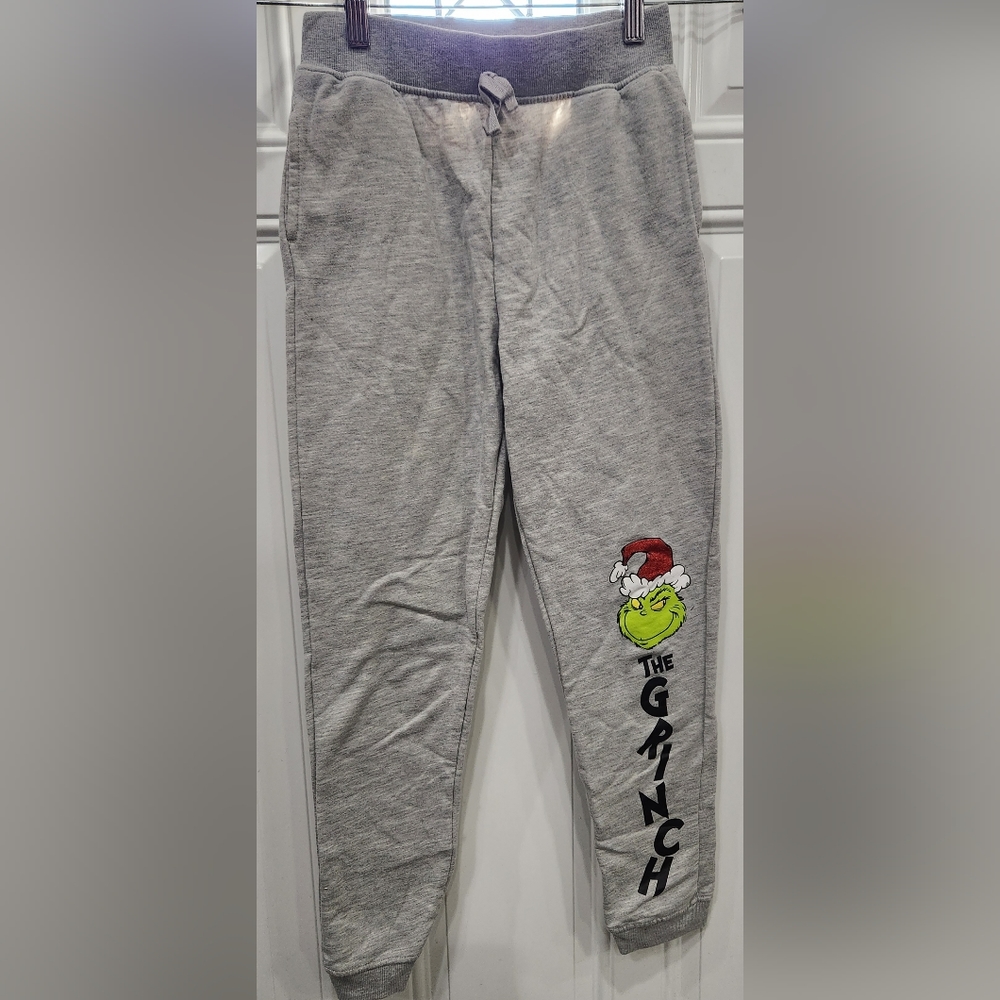 The Grinch grey warm up pants kid's size Large 10/12